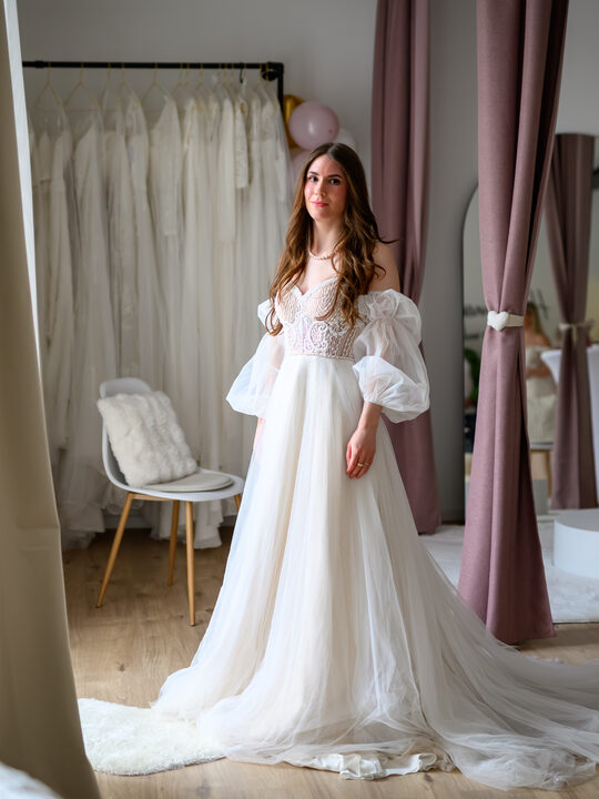 Second Hand Brautkleid in A-Linie aus der Herzspinnerei